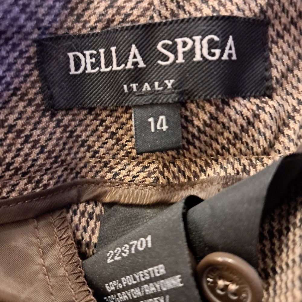 Ladies, size 14, Tan/Brown Houndstooth Patterned Pants - Picture 3 of 6